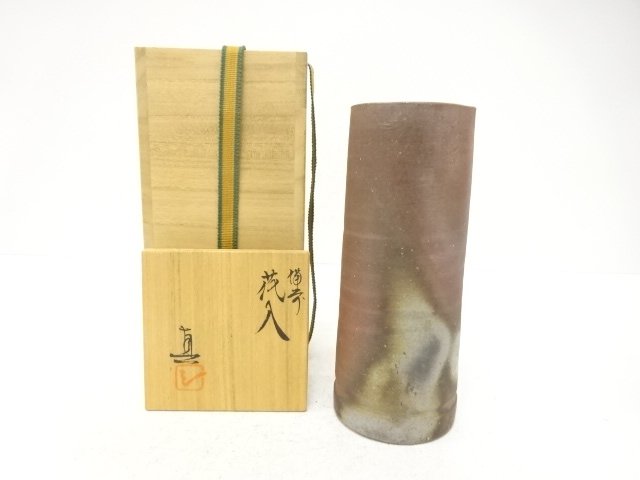 JAPANESE TEA CEREMONY / BIZEN WARE HANAIRE FLOWER VASE / ARTISAN WORK